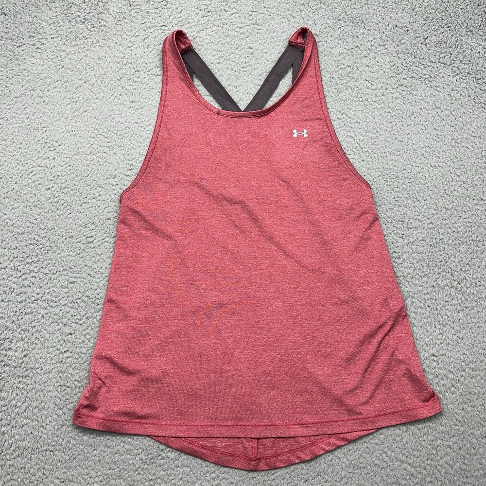 Under Armour 1328963 Womens Small Pink Heatgear Racer Tank Sports Tank Top Shirt